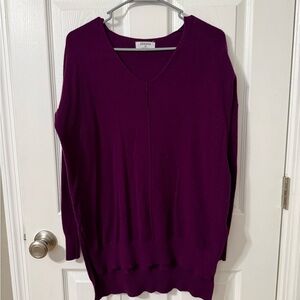 Zenana Outfitters Women's V-Neck Sweater in Deep Purple
